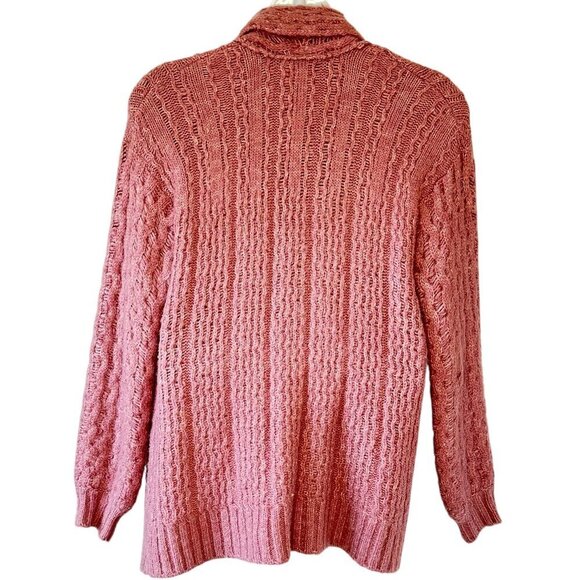 Anthropologie Rashida Open Cardigan Pink Chunky Open Cable Knit Oversized  Small - Picture 3 of 11